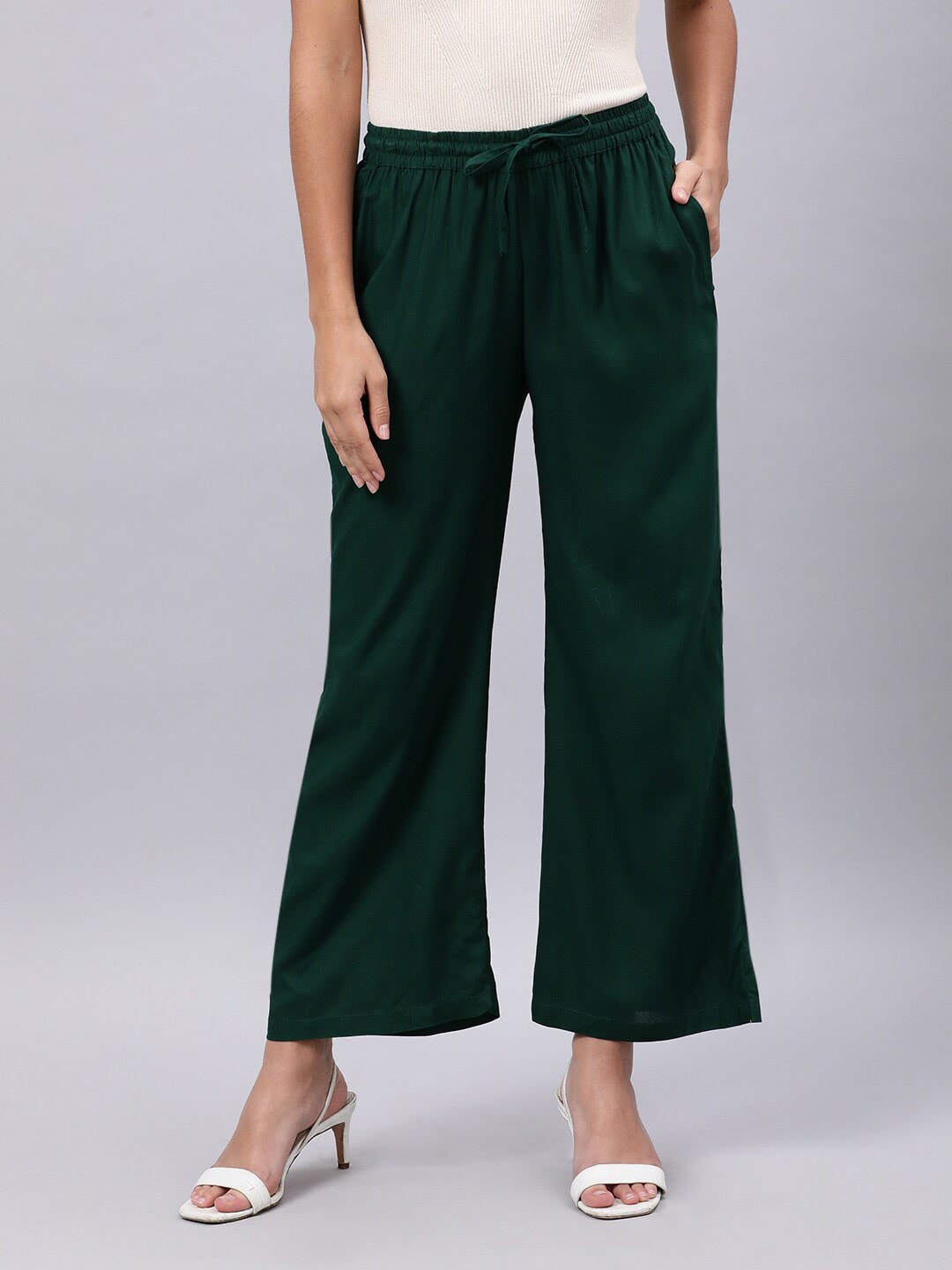 Souchii Green Liva Ethnic Palazzos | Grocsy