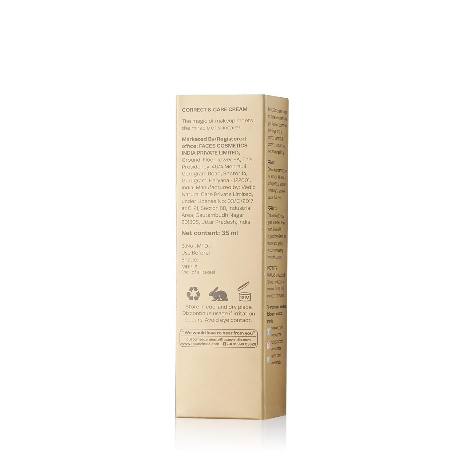 Faces Canada Color Correcting CC Cream with SPF 20 - Natural Hydrates | Grocsy