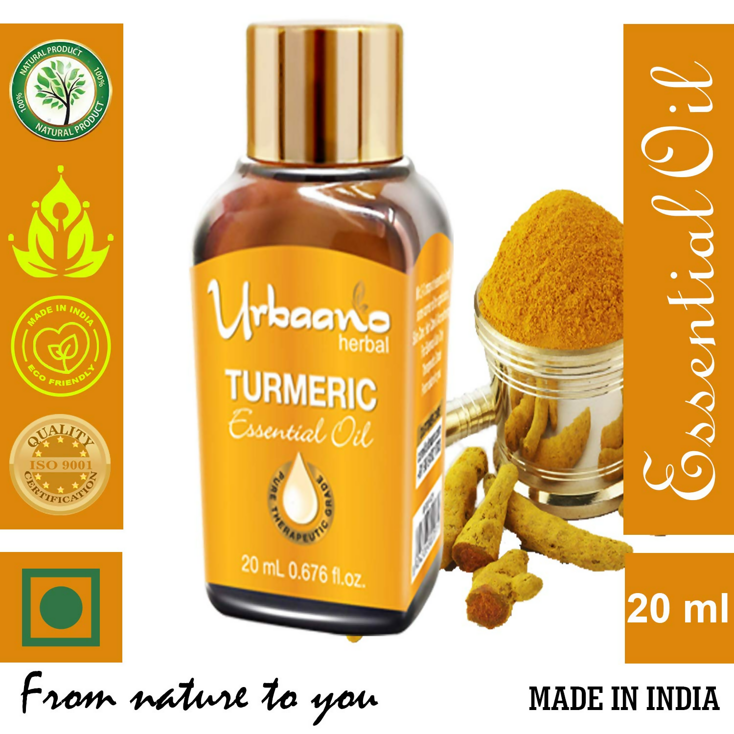Urbaano Herbal Turmeric Essential Oil | Grocsy