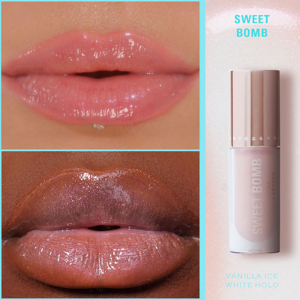 Makeup Revolution Y2K Baby Sweet Bomb Lip Gloss - Vanilla Ice White Holo | Grocsy