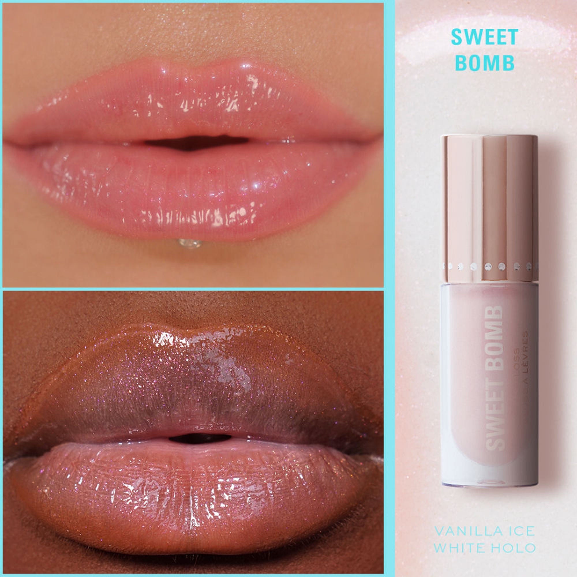 Makeup Revolution Y2K Baby Sweet Bomb Lip Gloss - Vanilla Ice White Holo | Grocsy