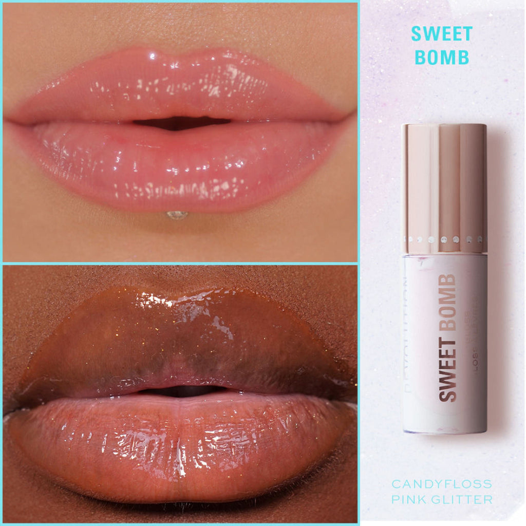 Makeup Revolution Y2K Baby Sweet Bomb Lip Gloss - Candyfloss Pink Glitter | Grocsy