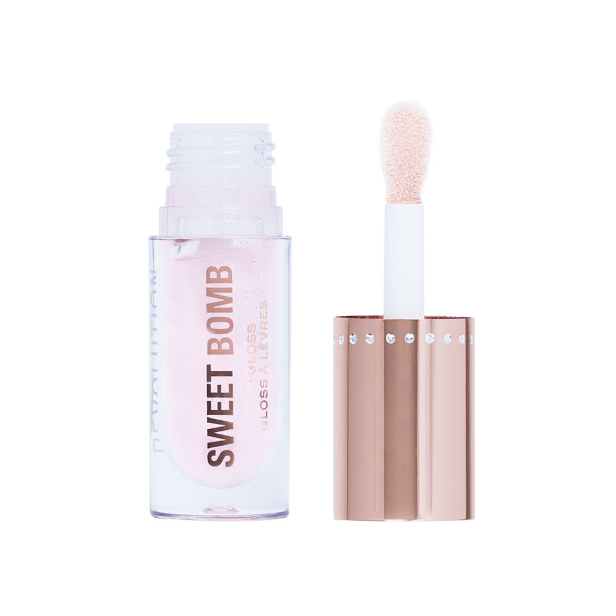 Makeup Revolution Y2K Baby Sweet Bomb Lip Gloss - Candyfloss Pink Glitter | Grocsy