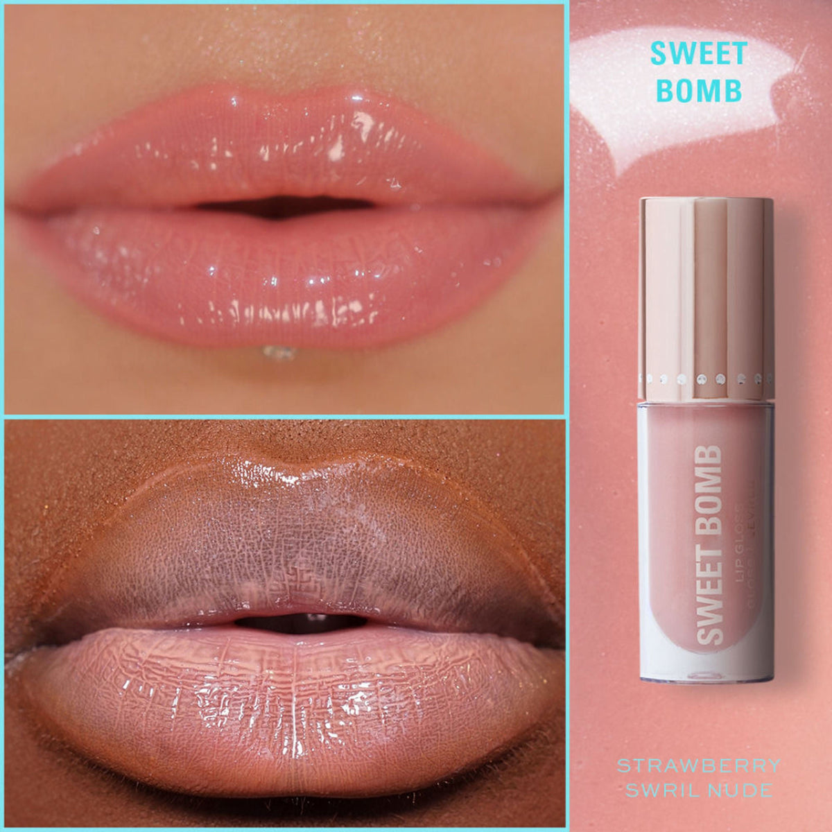 Makeup Revolution Y2K Baby Sweet Bomb Lip Gloss - Strawberry Swirl Nude | Grocsy