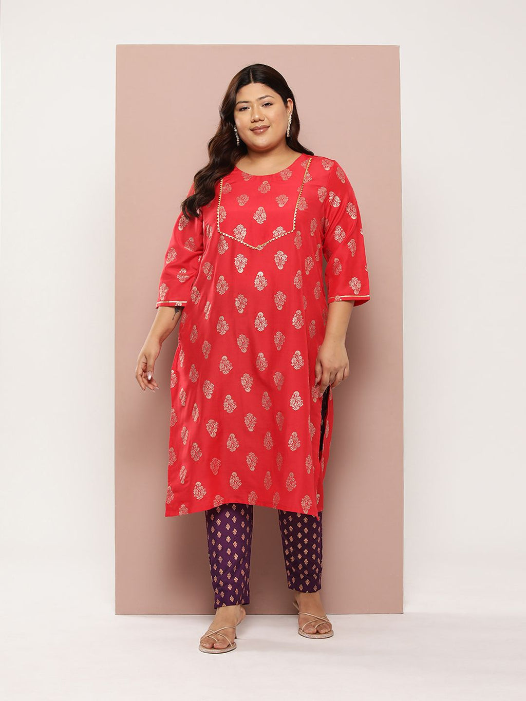 Sztori Plus Size Ethnic Motifs Printed Kurta Set | Grocsy