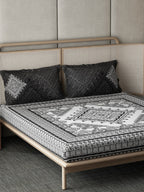 DDecor Live Beautiful Black & White 140 TC Cotton King Bedsheet & 2 Pillow Covers | Grocsy