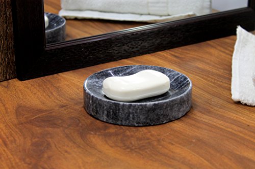 KLEO Natural Marble Stone Soap Dish Soap Holder Bath Accessories for Bathroom, Tub or Wash Basin Accessory (Black) | Grocsy