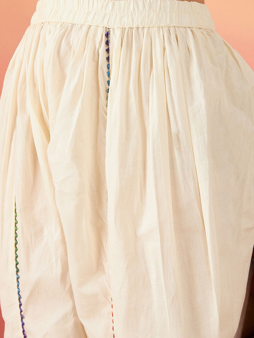 Sangria Off White Ethnic Motifs Self Design Thread Work Pure Cotton Pathani Kurta Sets | Grocsy