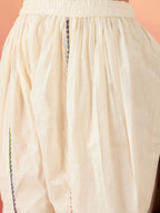 Sangria Off White Ethnic Motifs Self Design Thread Work Pure Cotton Pathani Kurta Sets | Grocsy