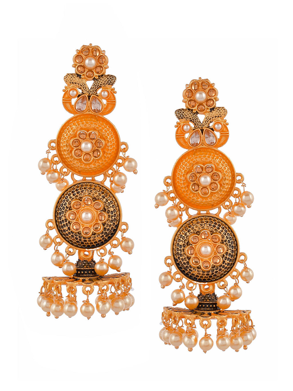 Shoshaa Gold-Toned Contemporary Jhumkas Earrings | Grocsy