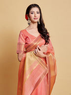 Sangria Woven Design Border Art Silk Banarasi Saree | Grocsy