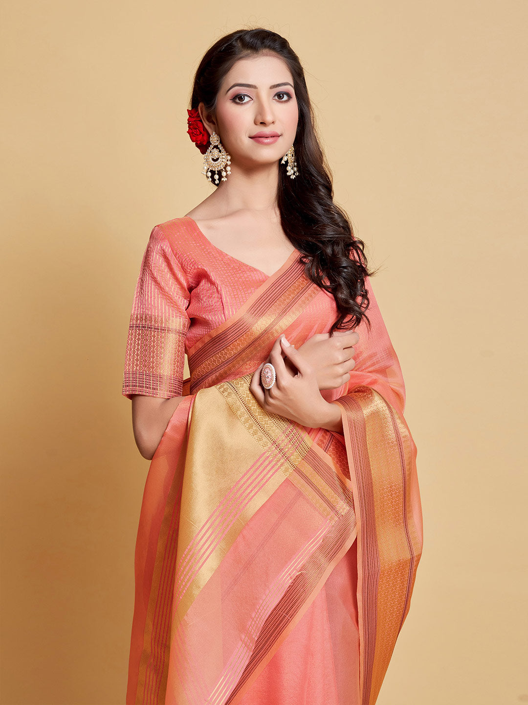 Sangria Woven Design Border Art Silk Banarasi Saree | Grocsy