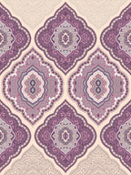 Dreamscape Purple & Cream-Coloured 144 TC Bedsheet with Pillow Covers | Grocsy