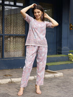 Pink Rayon Paisley Printed Top with Matching Bottom - Eesha | Grocsy