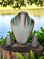 Inhanns Crystal Bloom – Single Line Necklace + Studs - Sea Green | Grocsy
