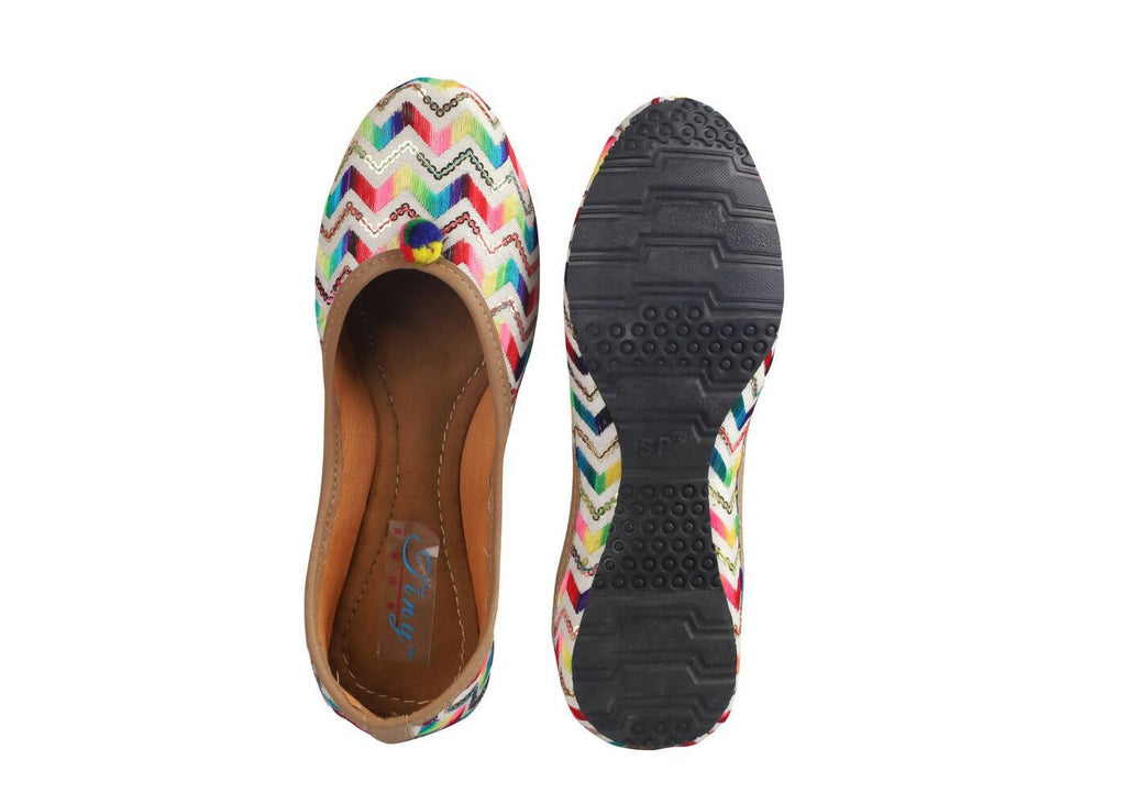 Tiny Bugs Girls Hand Crafted Ethnic Juttis - Multi | Grocsy
