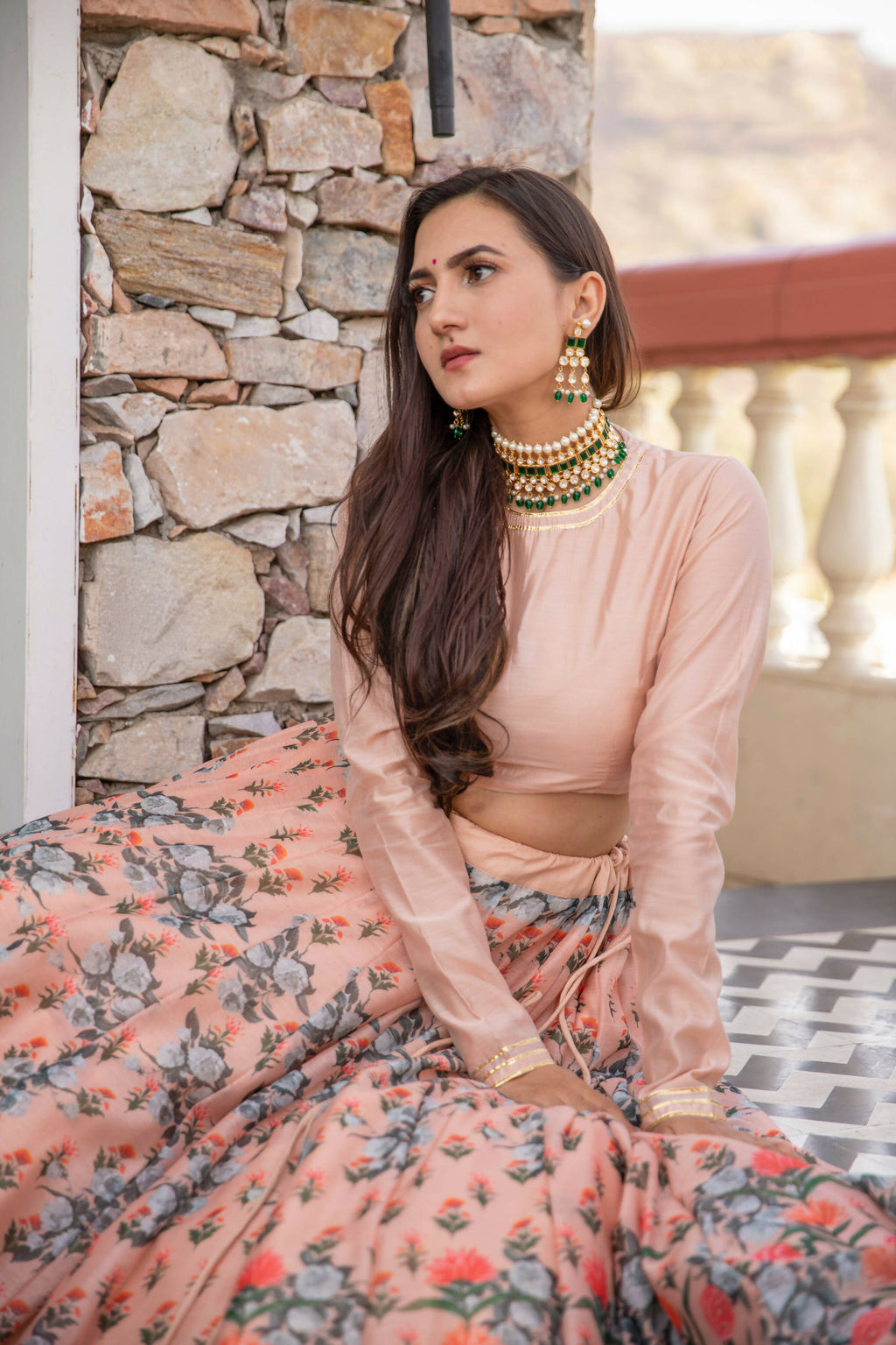 Wedding Designer Light Peach Chanderi Designer Lehenga - Anbazaar | Grocsy