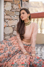 Wedding Designer Light Peach Chanderi Designer Lehenga - Anbazaar | Grocsy