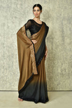 Brown Silk Solid Designer Saree with Blouse - Purvi | Grocsy