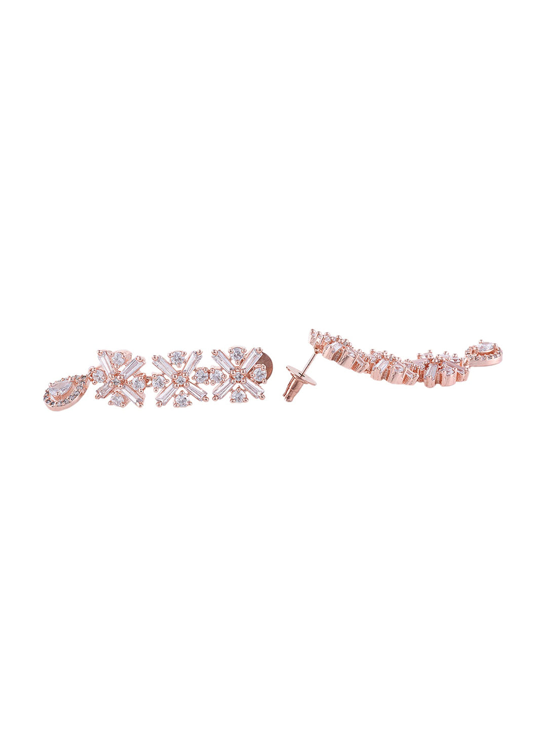 Saraf RS Jewellery Rose Gold-Polished American Diamond Studded Handcrafted Jewellery Set | Grocsy