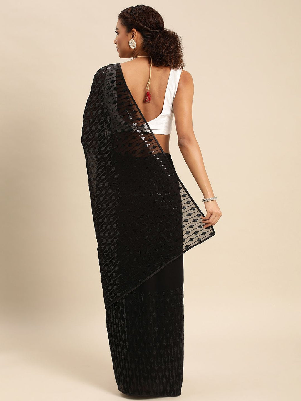kasee Embellished Sequinned Pure Georgette Saree | Grocsy