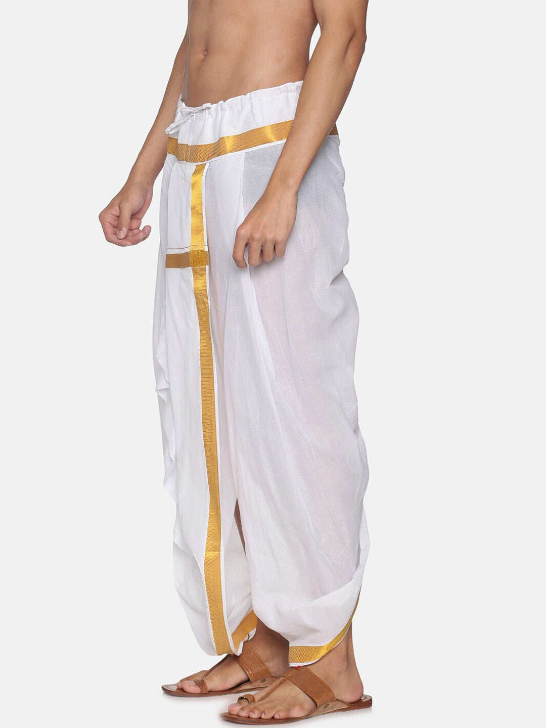 Sethukrishna Men White Readymade Cotton Dhoti | Grocsy
