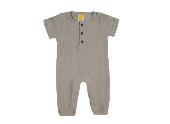 Sunshine Baby Cute Organic Muslin Cotton Babies Full Length Romper With Sleeve - Grey | Grocsy