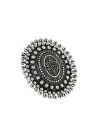 NVR Women's Oxidised Silver Plated Adjustable Finger Ring | Grocsy
