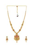 Aadita Gold-Polished & Red e Studded Jewellery Set