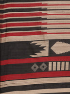 Saree Mall Beige & Black Striped Bhagalpuri Saree | Grocsy