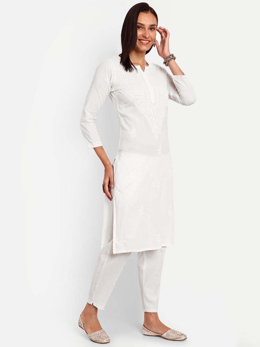 ADA Floral Embroidered Chikankari Kurta | Grocsy