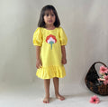 ArthLife Yellow Flower Patch Casual Dress | Grocsy