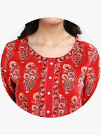 Sangria Women Red Printed Kurta with Palazzos | Grocsy
