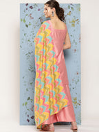 HERE&NOW Shoulder Straps Solid Straight Kurta with Palazzos & Printed Dupatta | Grocsy