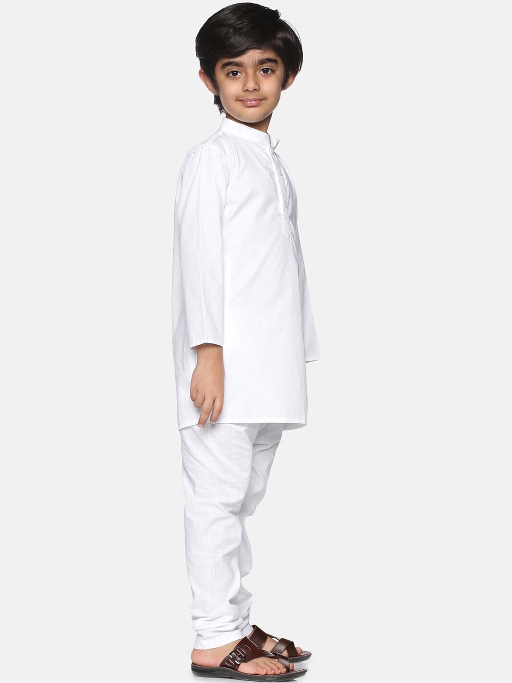 Sethukrishna Boys White Pure Cotton Kurta with Churidar | Grocsy