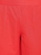 Janasya Women Red Solid Kurta with Trousers & Dupatta | Grocsy