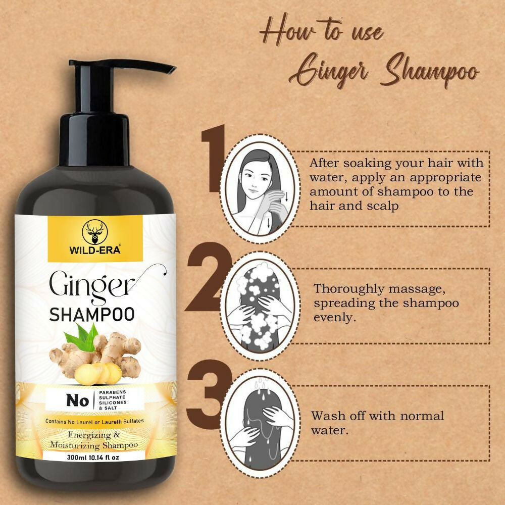 Wildera Ginger Shampoo For Hair Fall Control - Energizing Formula | Grocsy