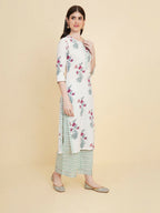 Designer Stylish white Cotton Stitched Suit With Dupatta - Tanisha | Grocsy
