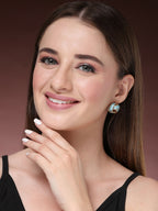 NVR Women's Turquoise Blue Floral Shape Stud Earrings | Grocsy