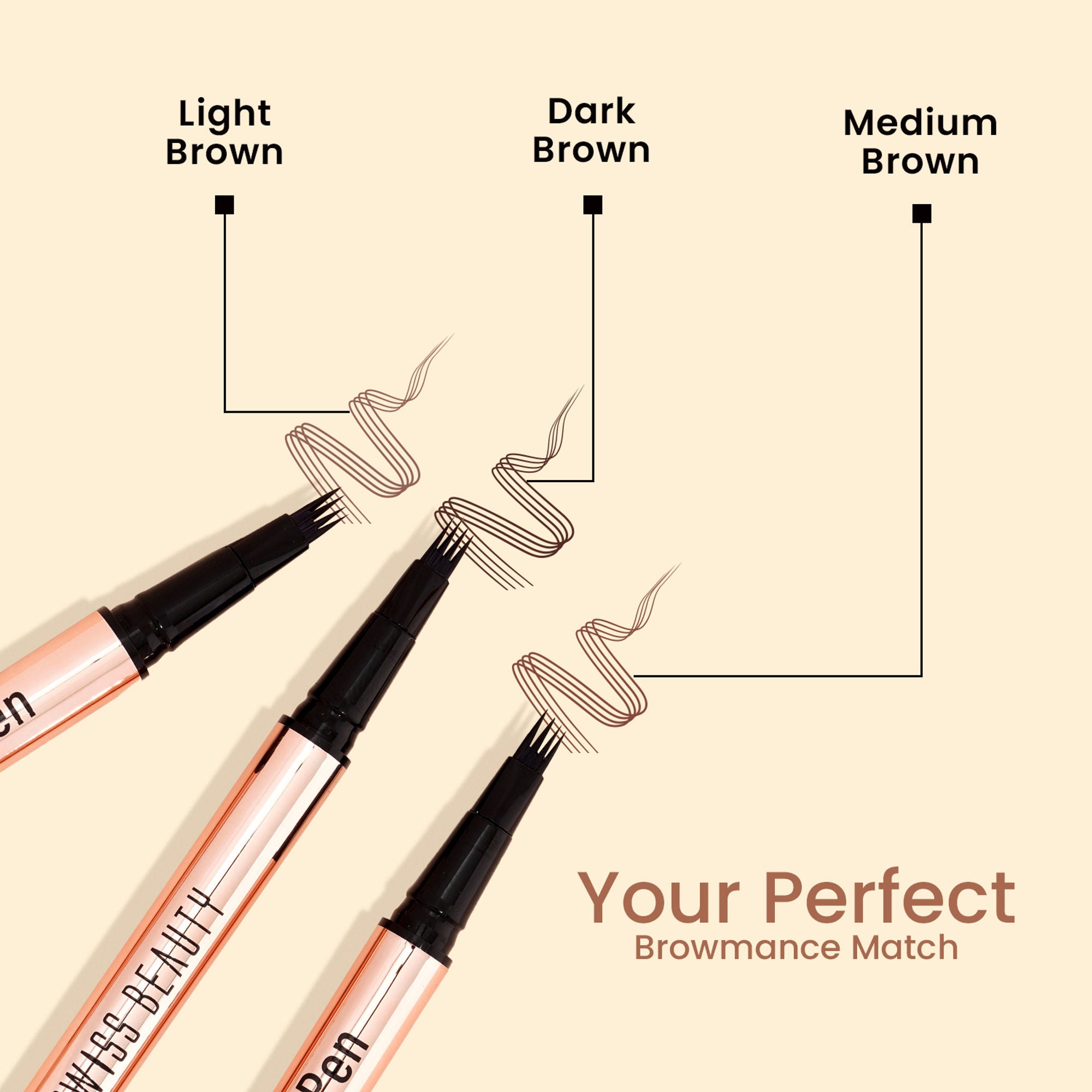 Swiss Beauty Browmance Pen Fills In Sparse Hair For 8-Hour Stay - 1 Light Brown | Grocsy