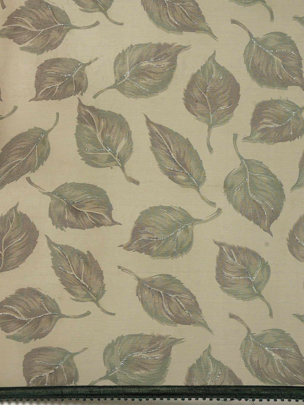 Sangria Olive Green Leaf Print Pure Chiffon Saree | Grocsy