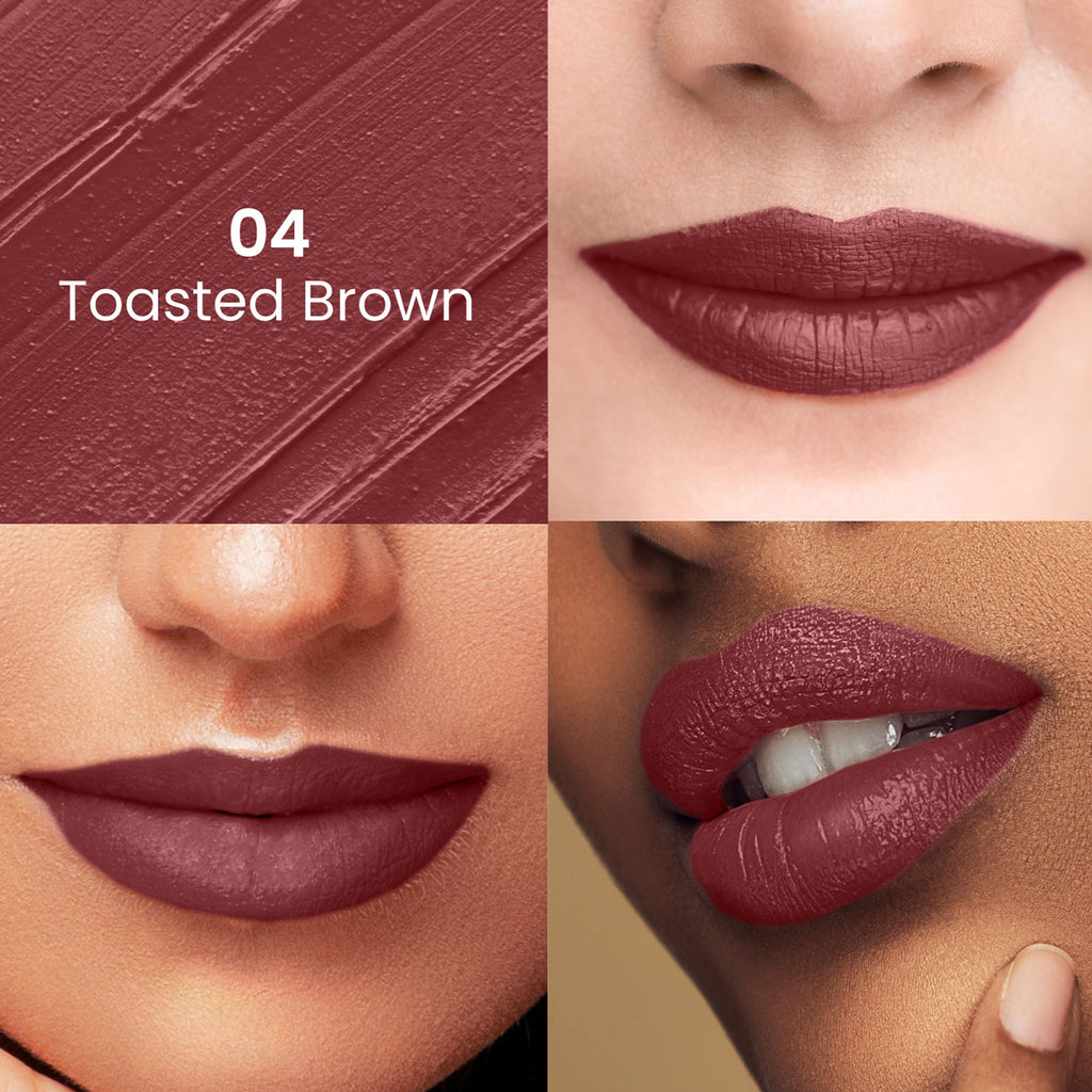 Swiss Beauty Satin Comfort Smooth Glide, Highly Pigmented , Ultra Hydrating Lipstick - 4 Toasted Brown | Grocsy