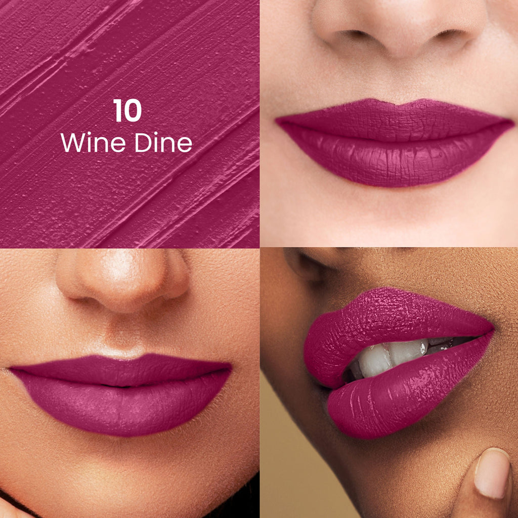 Swiss Beauty Satin Comfort Smooth Glide, Highly Pigmented , Ultra Hydrating Lipstick - 10 Wine Dine | Grocsy