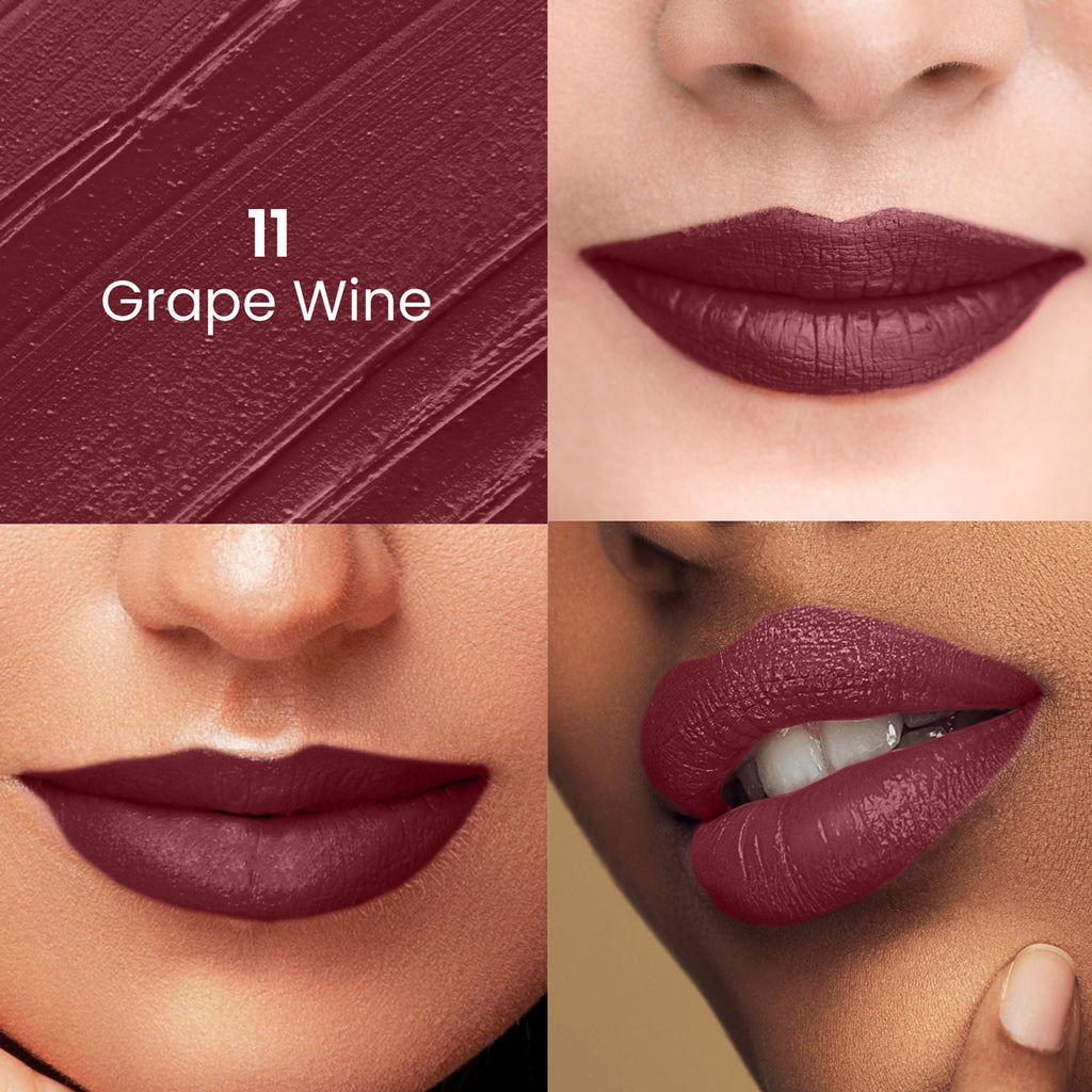 Swiss Beauty Satin Comfort Smooth Glide, Highly Pigmented , Ultra Hydrating Lipstick - 11 Wine Stain | Grocsy