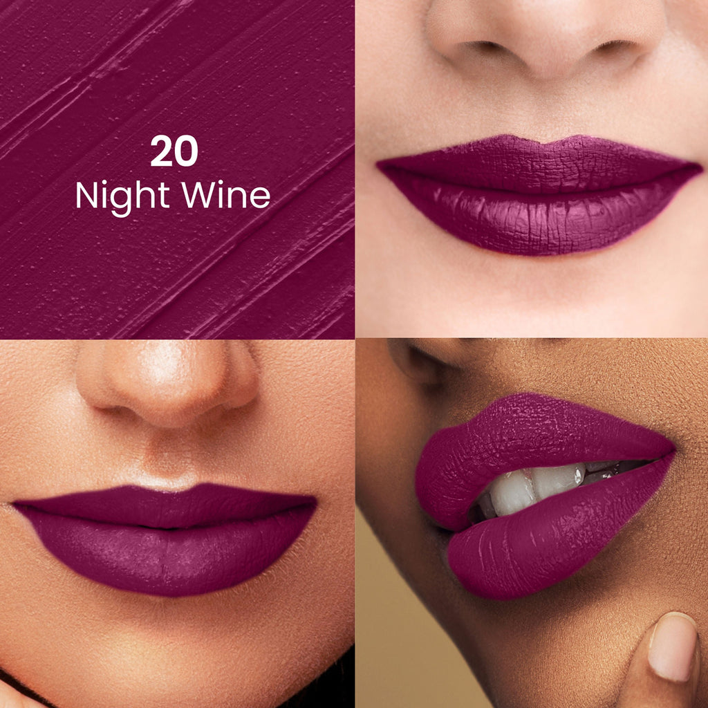 Swiss Beauty Satin Comfort Smooth Glide, Highly Pigmented , Ultra Hydrating Lipstick - 20 Night Wine | Grocsy
