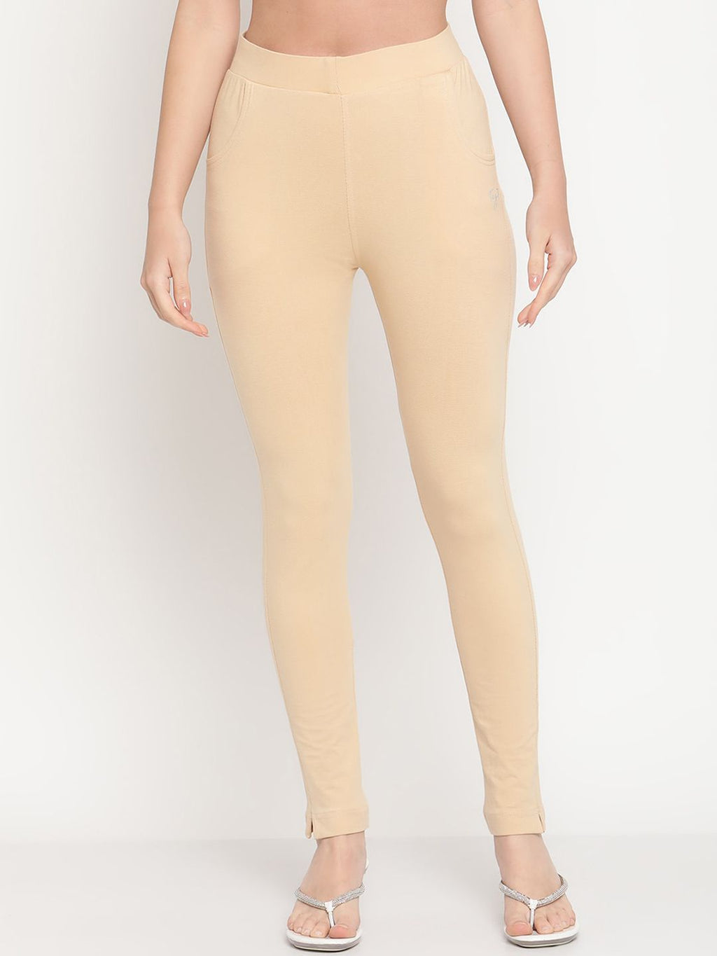 TAG 7 Women Pack of 2 Beige & Brown Solid Kurti Pants | Grocsy
