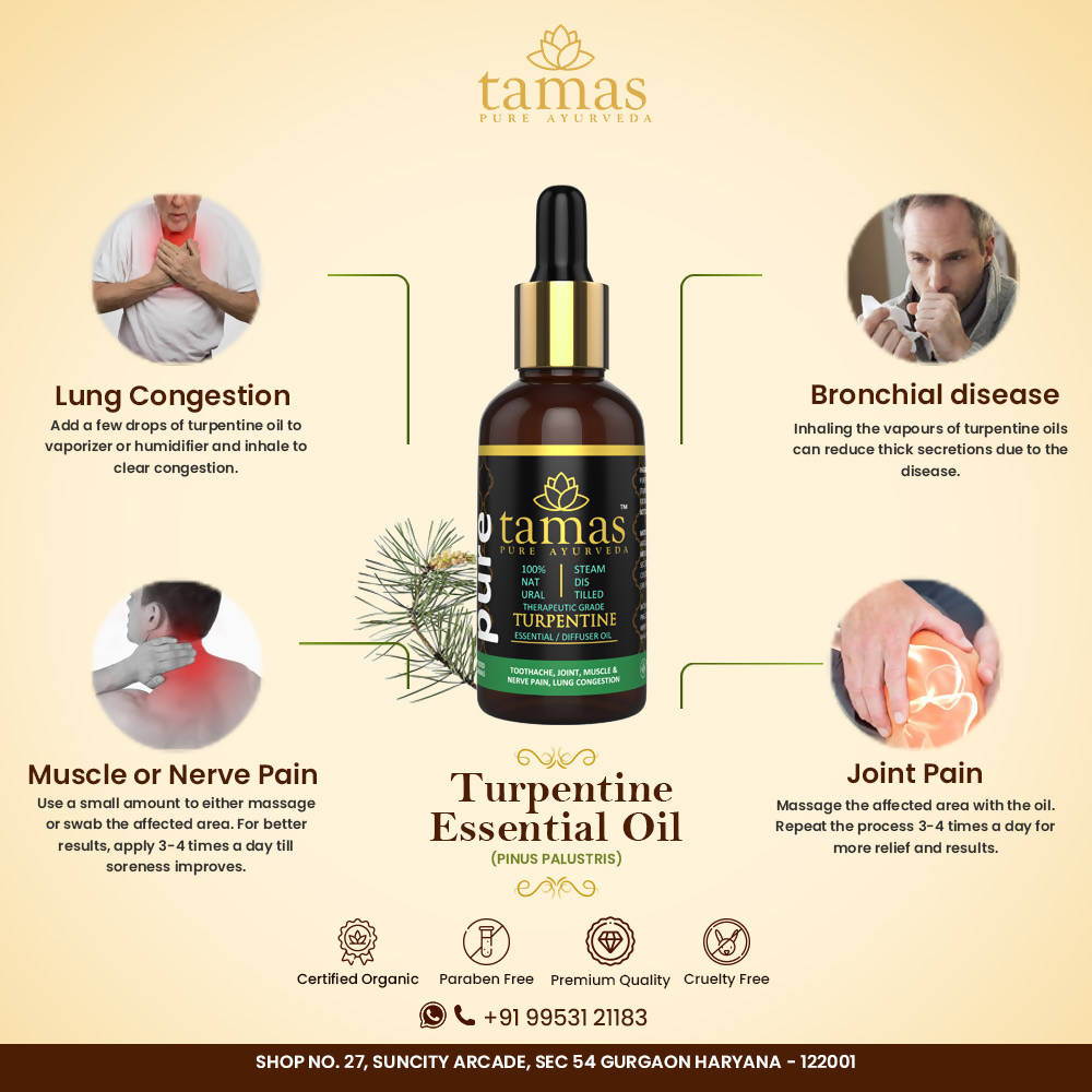 Tamas Pure Ayurveda 100% Natural Turpentine Pinus Palustris Oil 30ml | Grocsy