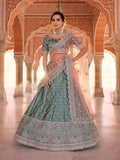 Myra Rama Green Embroidered Designer Lehenga Choli | Grocsy