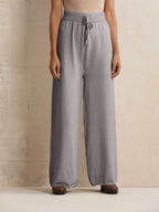 trueBrowns Grey Woollen Flared Pants | Grocsy