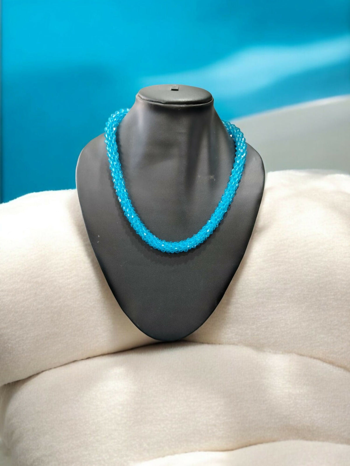 Inhanns Noor-E-Jalwa – Handmade Crystal Bead Necklace -Adjustable - Sky Blue Only Necklace | Grocsy